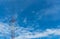 High voltage electric tower and transmission lines. Electricity pylon with blue sky and white clouds. Power and energy