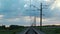 High-voltage networks over the railway track in the field