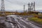 High voltage poles in small village, Kozyriewsk, Russia.