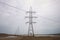 high voltage post. High-voltage tower sky background . transmission line tower on blue sky . high voltage pole, sunset