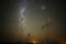 High voltage power line in a nocturnal landscape, La Pampa,