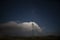 High voltage power line in a nocturnal landscape, La Pampa,