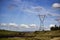 High voltage power lines on a farm