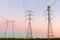 High Voltage Power Lines with Twilight Skies in Central California