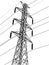 High voltage power pole vector line sketched up