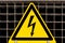 High Voltage Sign bolted on steel grid