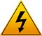 High Voltage Sign. Danger symbol. Black arrow isolated in yellow triangle on white background. Warning icon.