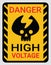 High voltage sign or electrical safety sign for warning restricted area or danger do not touch or turn off power before service.