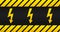 High voltage warning plate, old danger sign with yellow and black stripes and grunge texture.