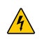 High voltage yellow triangle sign. High voltage hazard vector sign.