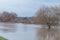 High water after heavy rainfall and snow melting in january drowned the flooded coast as weather catastrophe