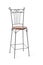 High wrought-iron chair with wooden seat isolated