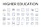 higher education line icons collection. Advanced learning, Further studies, Supplementary training, Enhanced instruction