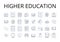 higher education line icons collection. Advanced learning, Further studies, Supplementary training, Enhanced instruction