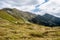 Higher part of Gaborova dolina valley with peaks around in Western Tatras mountains in Slovakia