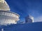 The highest peak Snezka with its frozen weather station and chapel of St. Lawrence.