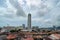 Highest tower KOMTAR building and the surrounding heritage house