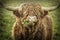 Highland cattle bull chewing leaves