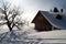 Highland cottage in winter