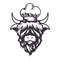 Highland cow cook head design with chef hat. Farm Animal. Cows logos or icons. vector illustration