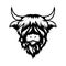 Highland cow head design on white background. Farm Animal. Cows logos or icons. vector illustration