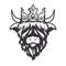 Highland cow king head design with royalty crown. Farm Animal. Cows logos or icons. vector illustration