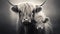 Highland cow Scotland and calf