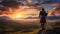Highland Reverie: Kilt-Clad Scotsman Gazing at Sunset Majesty