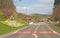 Highland road and railway crossing.