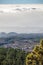 Highland village on the island of Tenerife. The view from the height of the clouds. Canary Islands, Spain