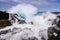 Highlands of Scotland landscape ,storm wave on the rocks