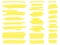 Highlight marker lines. Yellow text highlighter markers strokes, highlights marking vector set