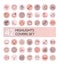 Highlight vector illustration icons set. Social media collection of pink flat line covers for female account, blogger