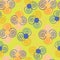 Highlight yellow with colourful swirling circle shapes seamless pattern background design.