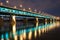 Highlighted bridge at night