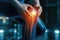 Highlighted knee joint pain, a visual suitable for medical illustrations, healthcare information, and physiotherapy