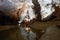 Highlighted limestone formations in the Phong Nha Cave . Phong Nha ke bang region of Vietnam