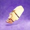 Highlighter icon. Gold glossy Highlighter symbol isolated on violet velvet background.