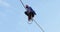Highline athlete balancing on slack line tight rope 4k