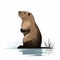 Highly Cute Beaver Silhouette Illustration On White Background