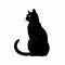 Highly Cute Black Cat Silhouette On White Background