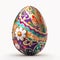 Highly decorated egg with vibrantly colorful pattern