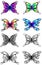 Highly detail illustration of silhouette butterflies set, create