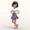 Highly Detailed 2d Animated Girl With Blue Skirt - Schoolgirl Lifestyle