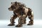 Highly Detailed 3D Brown Bear Robot in Rococo Style with Cinematic Lighting on White Background