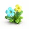 Highly Detailed 3d Flower Icons On White Background