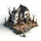 Highly Detailed 3d Isometric Horror House With Scary Trees