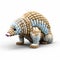 Highly Detailed 3d Pixel Cartoon Armadillo With Multilayered Irregular Structures