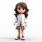 Highly Detailed 3d Render Cartoon Of Lily, A Schoolgirl In Lab Coat And Skirt