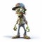 Highly Detailed 3d Render Cartoon Of Zombie With Hat